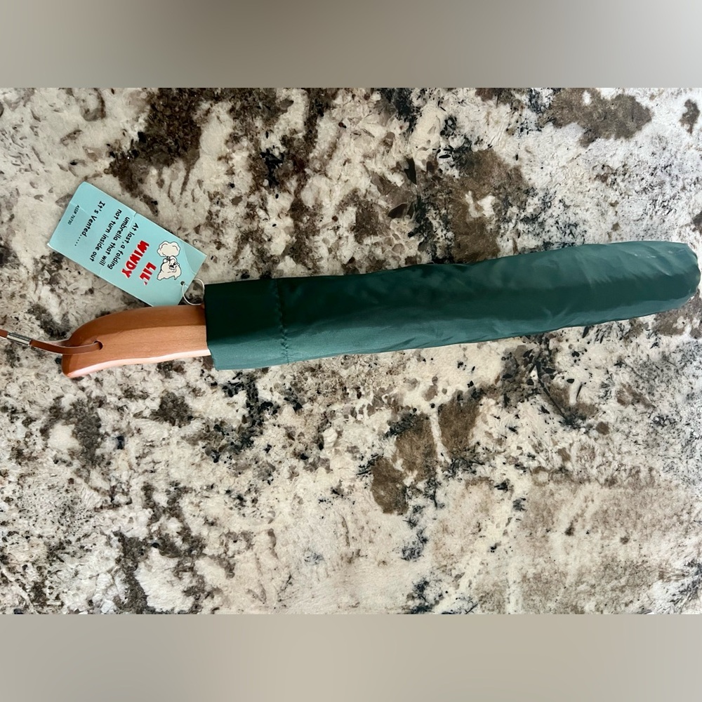 Lil' Windy Green Umbrella with Wooden Handle-Horizon Bank
NWT